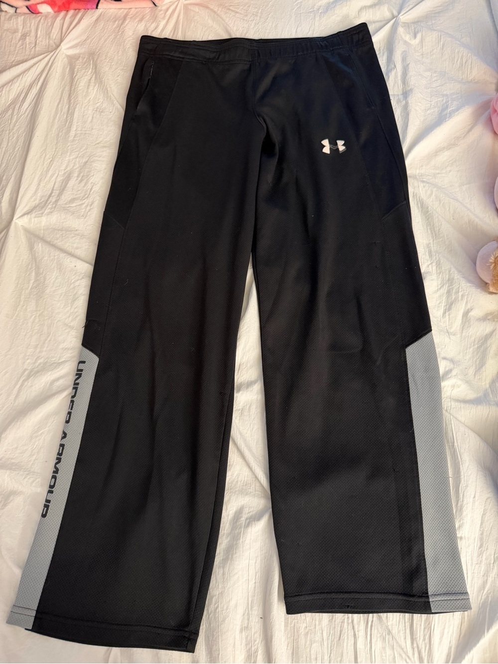Under Armour Black Track Pants with Gray Panels